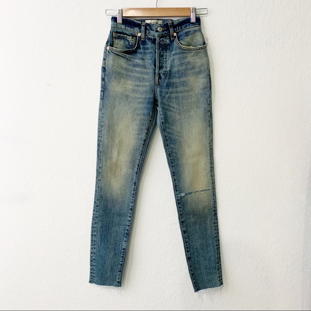 Free People Stella High Rise Distressed Color Skinny Jeans 24